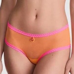 PINK Victoria's Secret Orange and Pink Lace Trim Panties